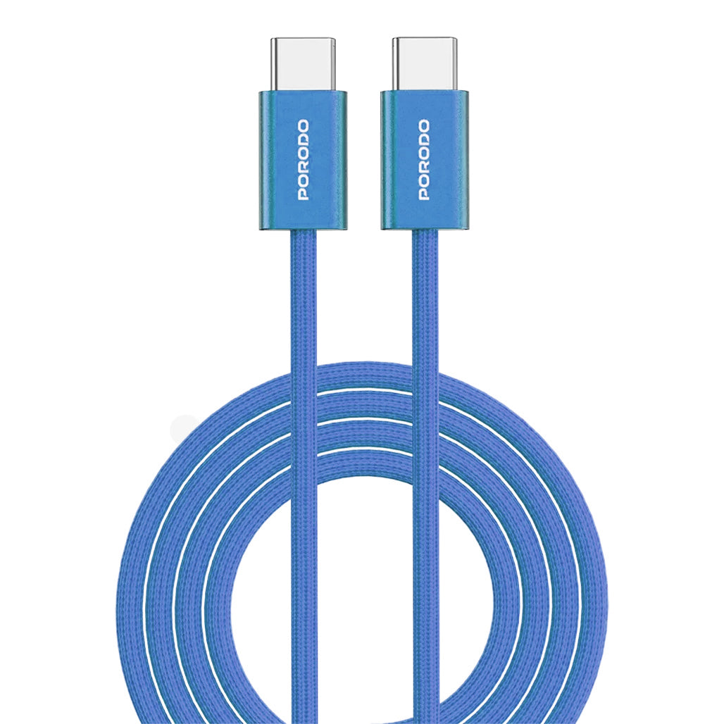 A Photo Of Porodo High-Speed USB-C Braided Cable Charging & Data Transfer - Orange