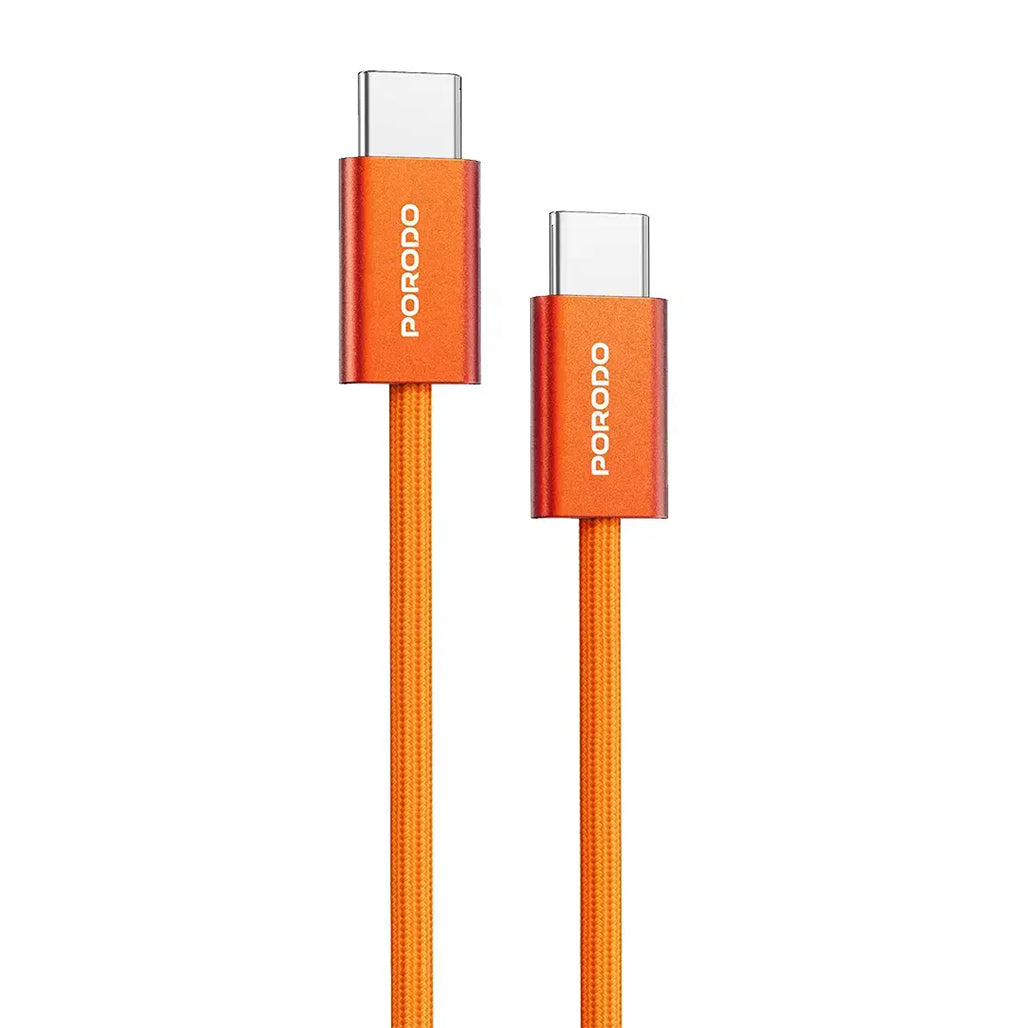 A Photo Of Porodo High-Speed USB-C Braided Cable Charging & Data Transfer - Orange