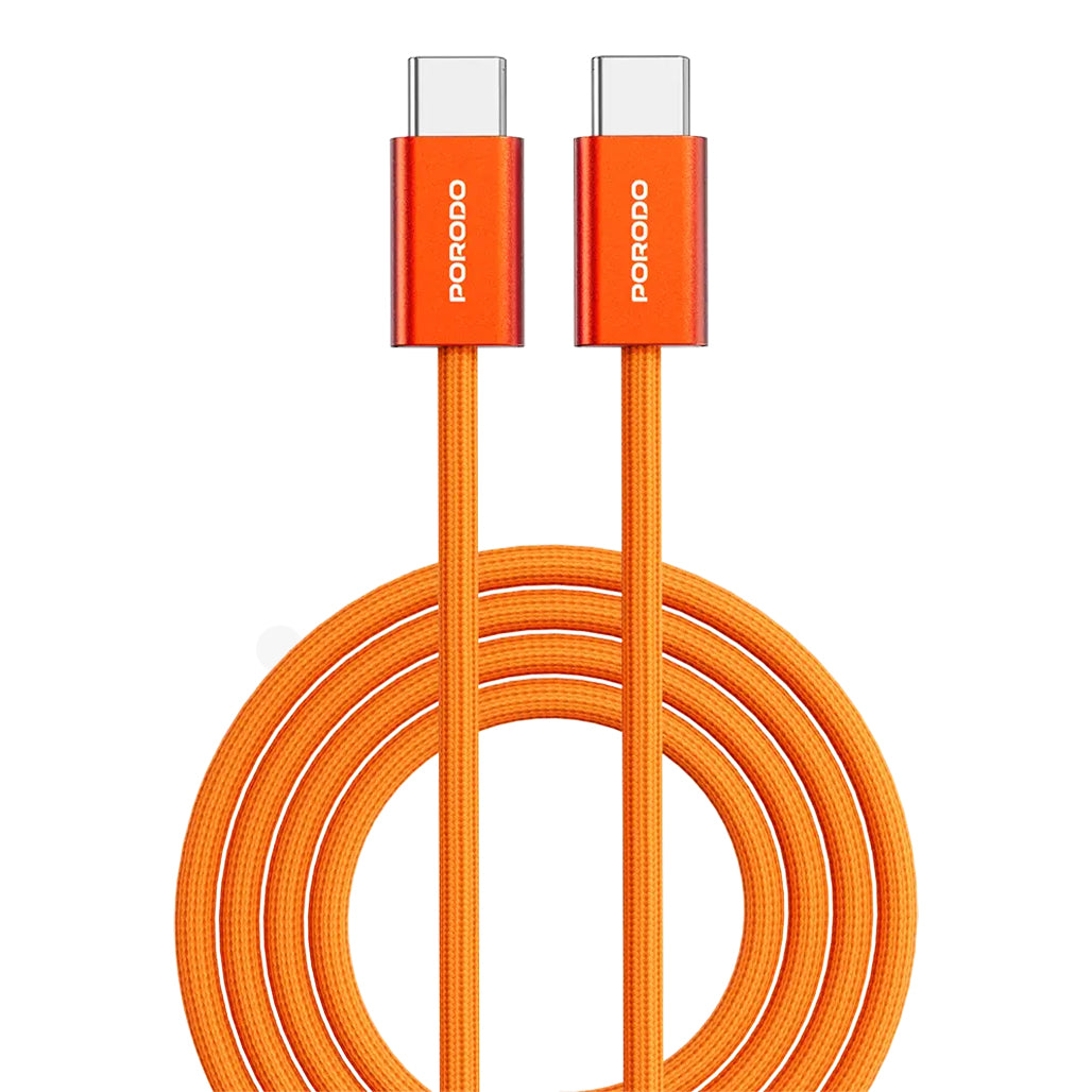 A Photo Of Porodo High-Speed USB-C Braided Cable Charging & Data Transfer - Orange