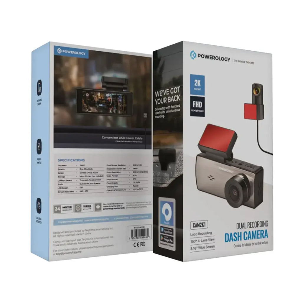 A Photo Of Powerology Dual Recording Dash Camera - Black