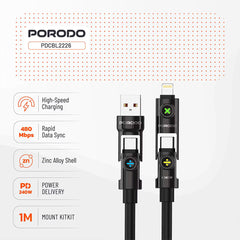 A Photo Of Porodo Powerglow 4-in-1 High-Speed Charging Cable - PDCBL2226