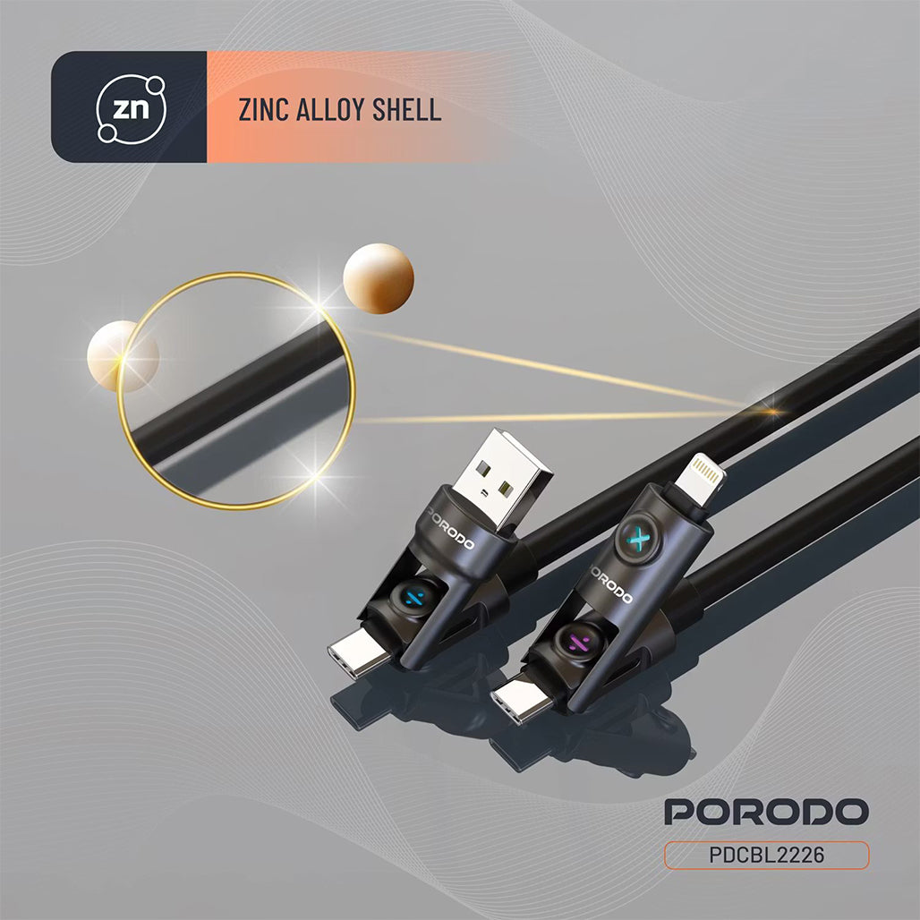 A Photo Of Porodo Powerglow 4-in-1 High-Speed Charging Cable - PDCBL2226