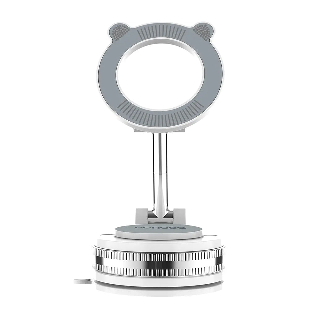 A Photo Of Porodo Multi-Surface Vacuum Suction Mount 360° Rotating Base - White