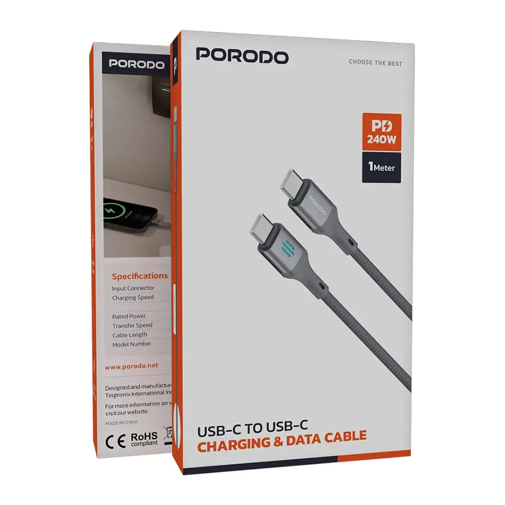 A Photo Of Porodo USB-C to USB-C Charging & Data Cable PD 240W