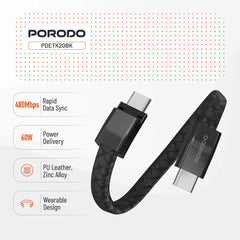 A Photo Of Porodo USB-C to USB-C Wristband Cable Magnetic Steel Clasp