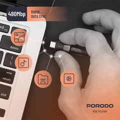 A Photo Of Porodo USB-C to USB-C Wristband Cable Magnetic Steel Clasp