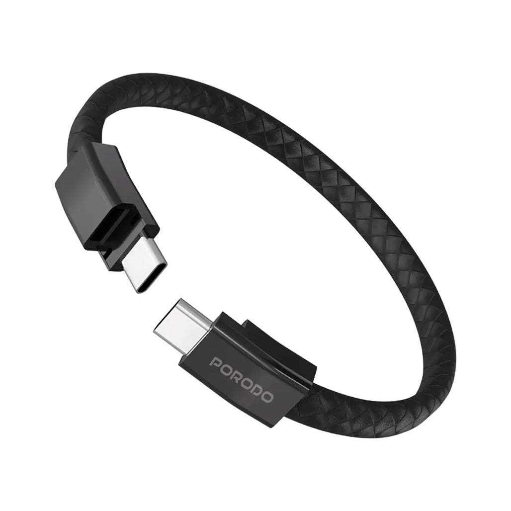 A Photo Of Porodo USB-C to USB-C Wristband Cable Magnetic Steel Clasp
