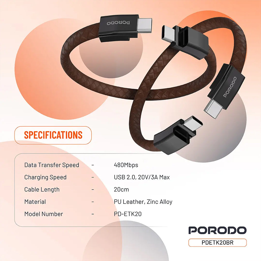 A Photo Of Porodo USB-C to USB-C Wristband Cable Magnetic Steel Clasp