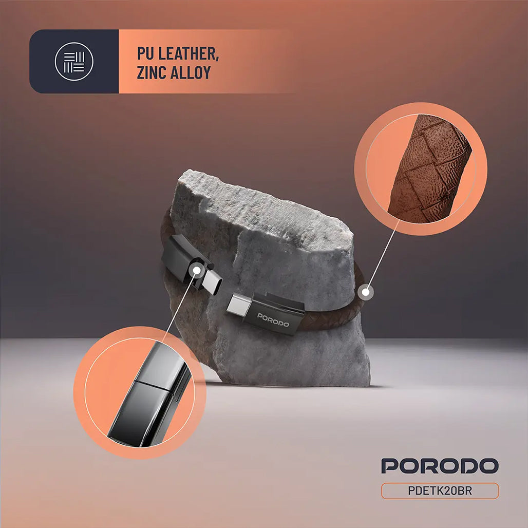 A Photo Of Porodo USB-C to USB-C Wristband Cable Magnetic Steel Clasp