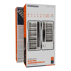 A Photo Of Porodo Techfix 97-In-1 Electric Screwdriver Kit Built-In LED Light - Black