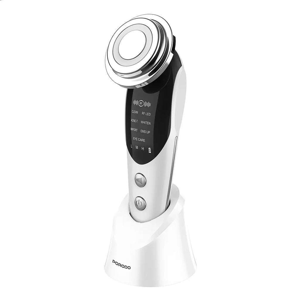 A Photo Of Porodo 7-In-1 LED Microcurrent Facial Massager with Warm Vibration & Serum Infusion
