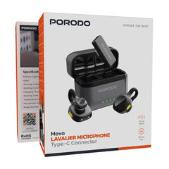 A Photo Of Porodo Movo Lavalier Microphone Type-C Connector - Black