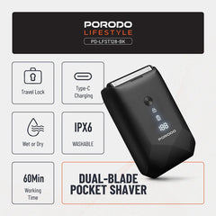 A Photo Of Porodo Lifestyle Dual-Blade Pocket Shaver – Black - PDLFST128BK