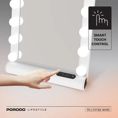 A Photo Of Porodo Lifestyle Hollywood Vanity Lighted Mirror - White/Rose Gold