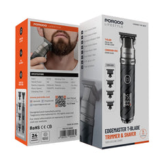 A Photo Of Porodo Lifestyle Edgemaster T-Blade Trimmer & Shaver - Black