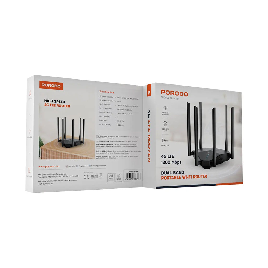 A Photo Of Porodo Dual Band Portable Wi-Fi Router - Black