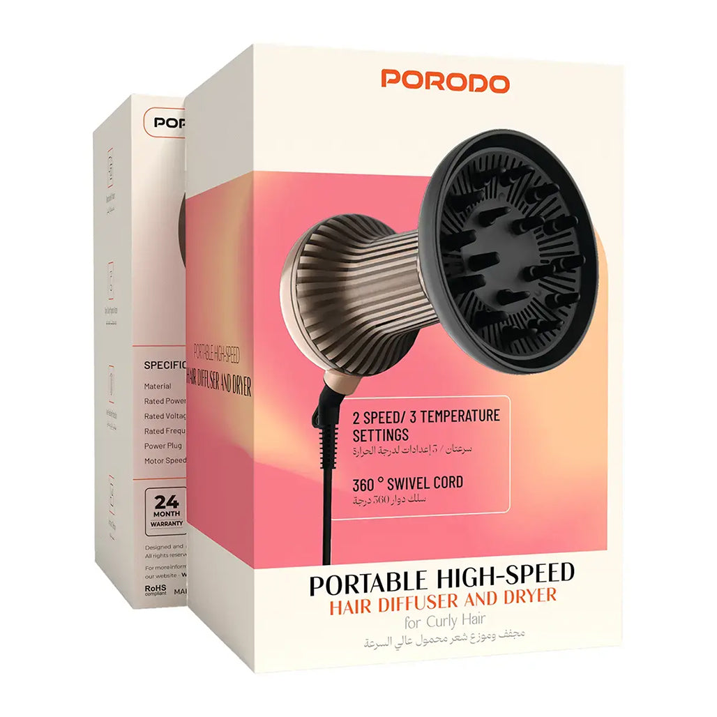 A Photo Of Porodo Portable High-Speed Hair Diffuser and Dryer for Curly Hair