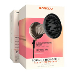 A Photo Of Porodo Portable High-Speed Hair Diffuser and Dryer for Curly Hair