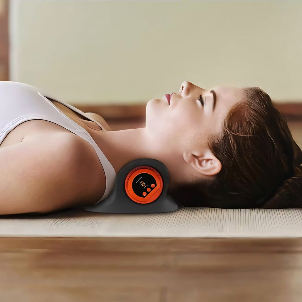 A Photo Of Porodo Lifestyle Electric Heated Neck and shoulder pillow massager - Black