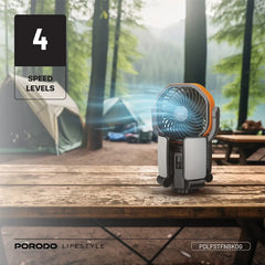 A Photo Of Porodo Lifestyle Suncharge Outdoor Solar Fan - PDLFSTFNBKOG