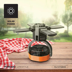 A Photo Of Porodo Lifestyle Suncharge Outdoor Solar Fan - PDLFSTFNBKOG