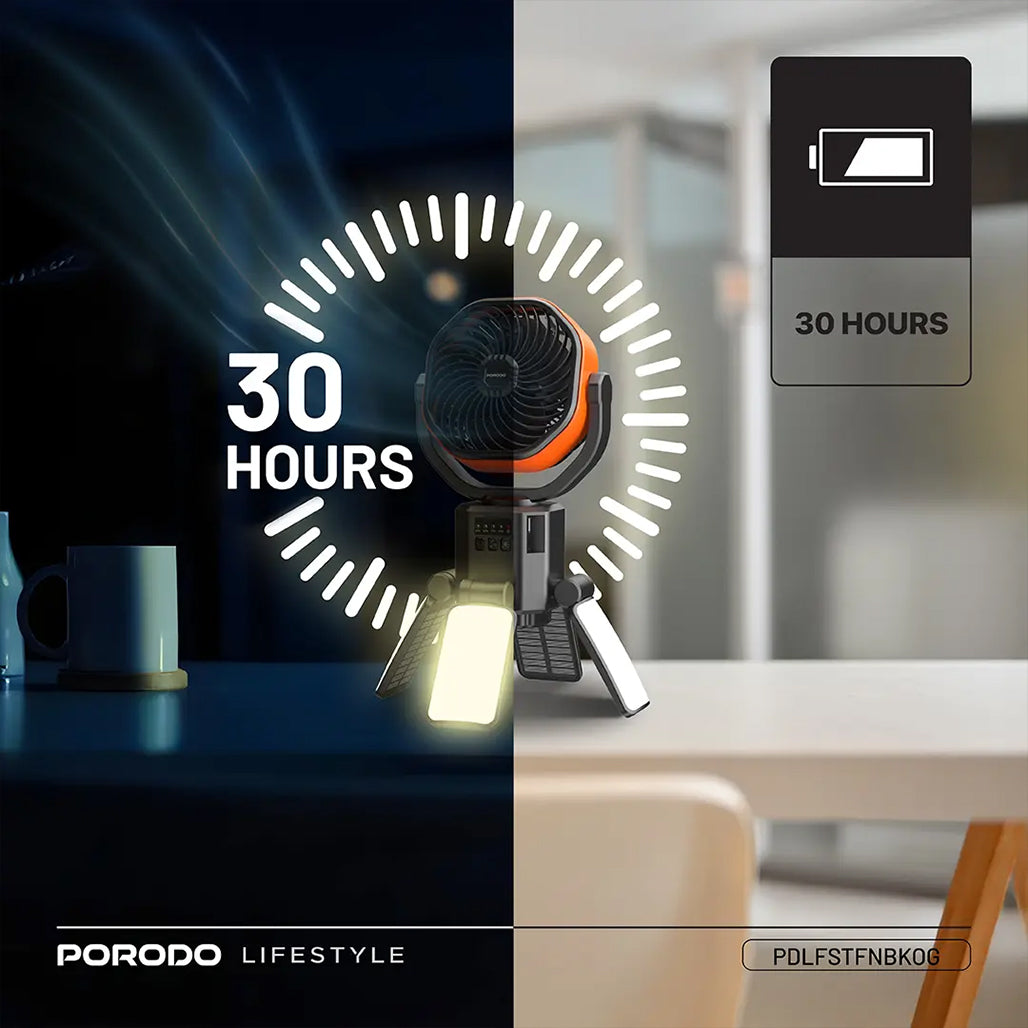 A Photo Of Porodo Lifestyle Suncharge Outdoor Solar Fan - PDLFSTFNBKOG