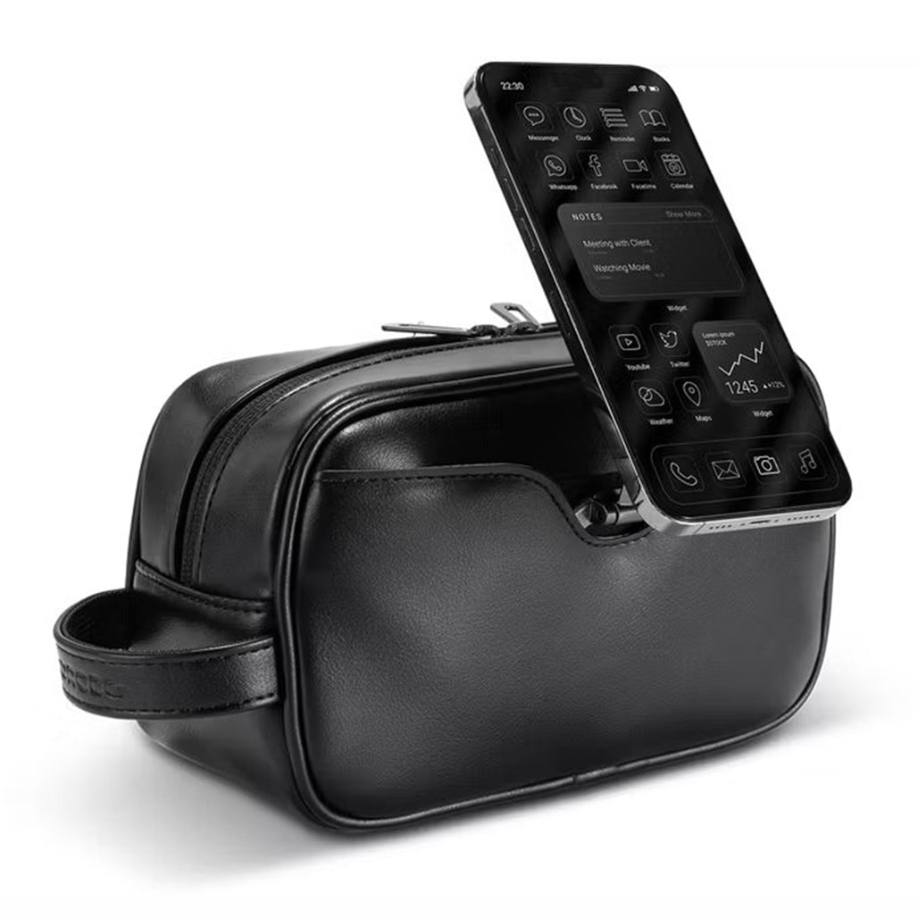 A Photo Of Porodo Lifestyle MagSafe Travel Organizer Pouch with Phone Holder - PDLFSTP258BK