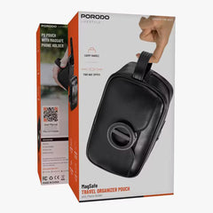 A Photo Of Porodo Lifestyle MagSafe Travel Organizer Pouch with Phone Holder - PDLFSTP258BK