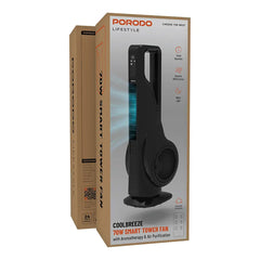 A Photo Of Porodo Lifestyle Coolbreeze 70W Smart Tower Fan with Aromatherapy & Air Purification