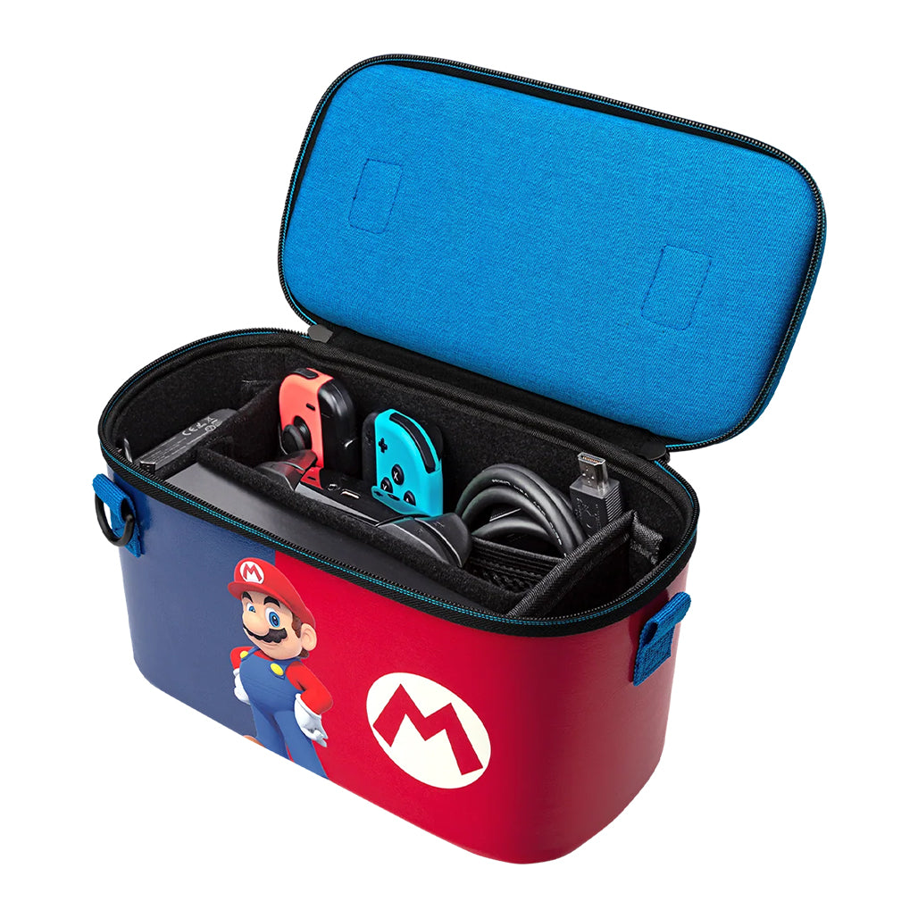 A Photo Of PDP Power Pose Mario Overnight Case for Nintendo Switch™, Lite & OLED – Travel Storage with Removable Carrying Case
