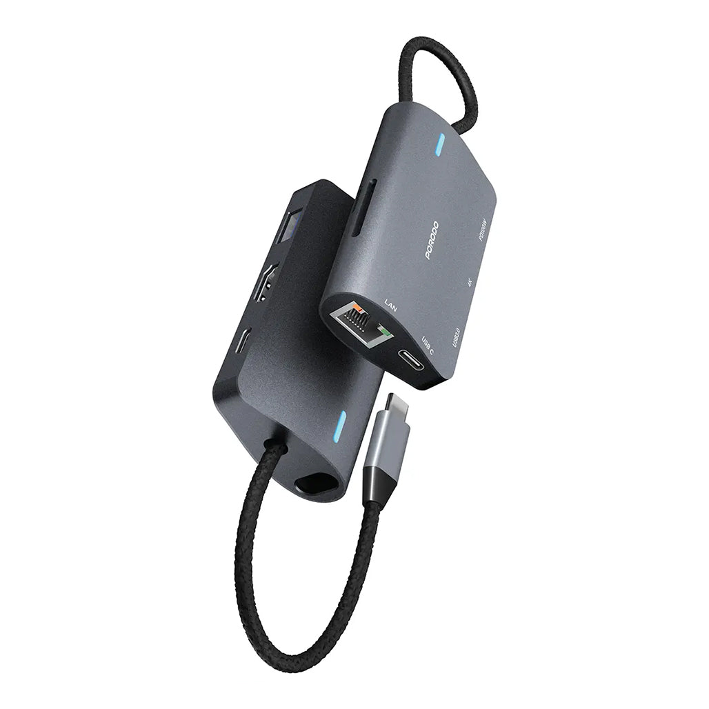 A Photo Of Porodo 7-IN-1 Multi Port USB-C Hub - PDRDS71GY