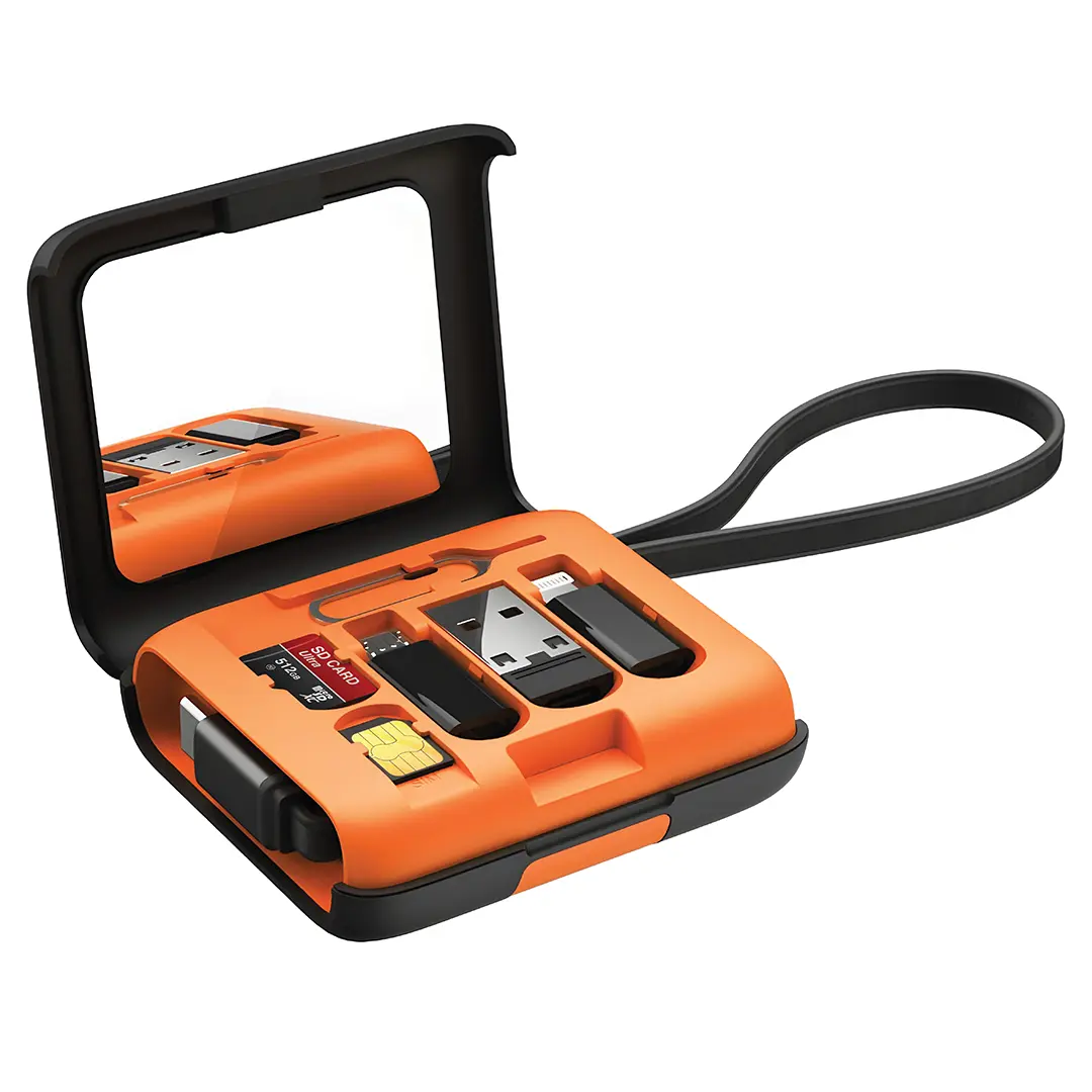 A Photo Of Porodo Multi-Functional Travel Data Cable Set – Orange - PDS0013OG