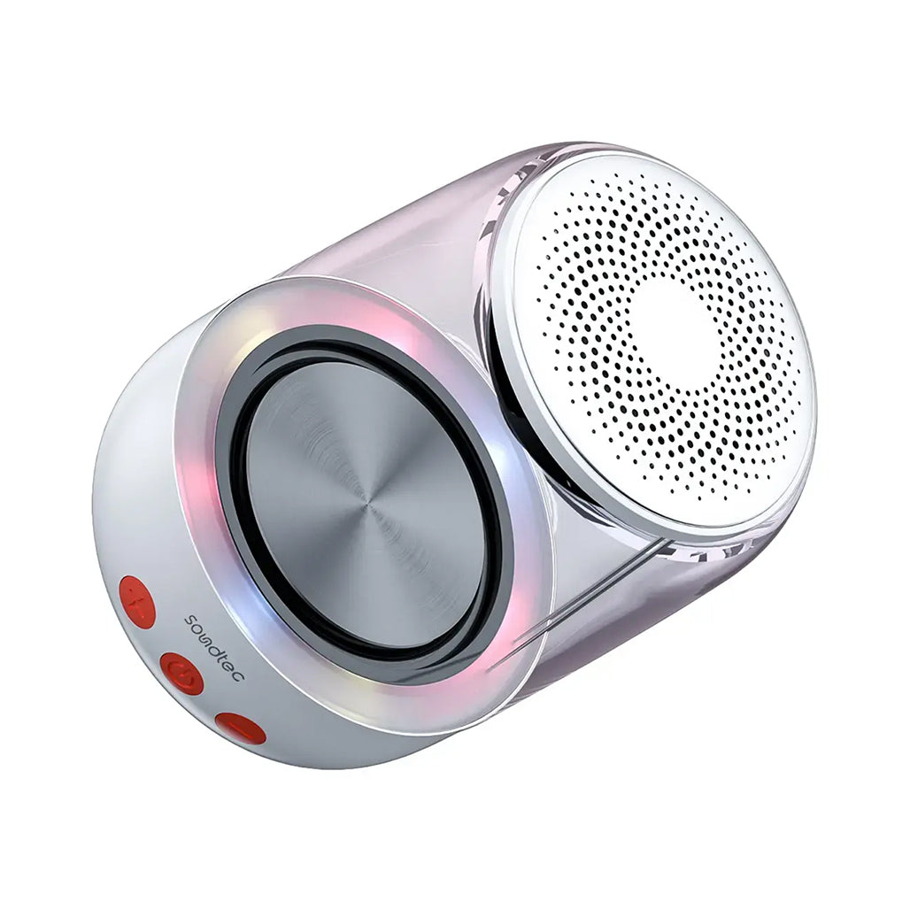 A Photo Of Porodo Soundtec Crystal-Glow Mini Portable Bluetooth Speaker with RGB Lights