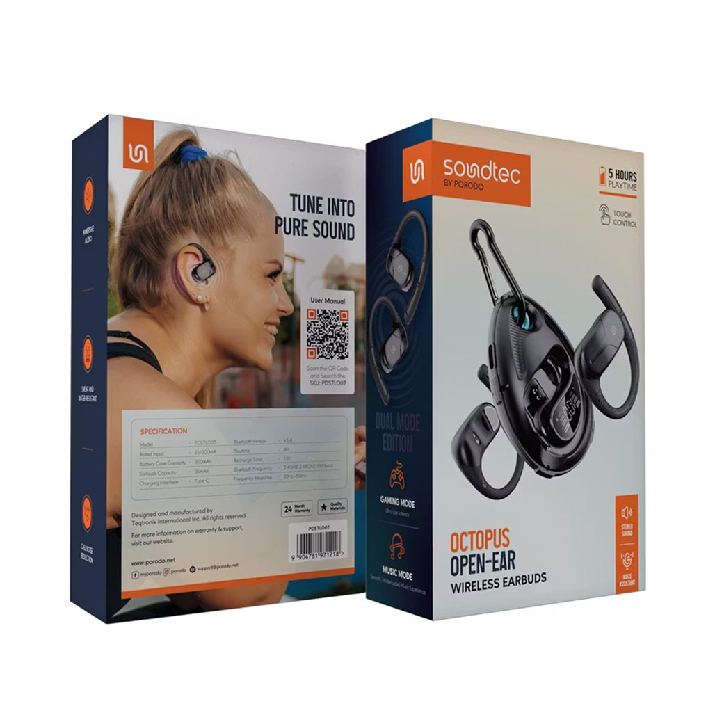 A Photo Of Porodo Soundtec Octopus Open-Ear Wireless Earbuds