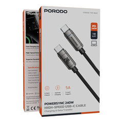 A Photo Of Porodo PowerSync 240W High-Speed USB-C Cable - Gray