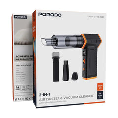 A Photo Of Porodo 2-In-1 Air Duster & Vacuum Cleaner with 4 Replaceable Nozzles
