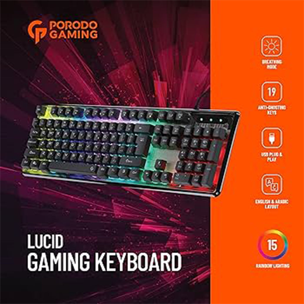 A Photo Of Porodo PDX216 - Porodo Gaming Lucid Wired Gaming Keyboard