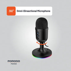 A Photo Of Porodo Gaming Omni-Directional USB Microphone - Black