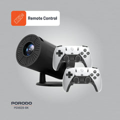 A Photo Of Porodo Gaming Projector with Wireless Controllers - Black