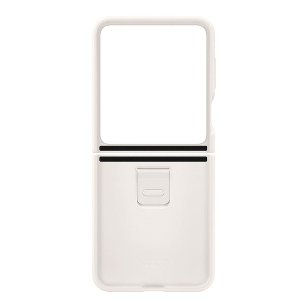 A Photo Of Samsung Galaxy Z Flip5 Silicone Case with Ring, Cream EF-PF731TUEGUS | Eco-Friendly, Stylish Protection