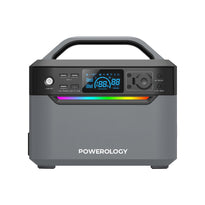 Powerology 120000mAh Portable Power Generator, 384Wh 600W with Fast Charging and Solar Input – Black
