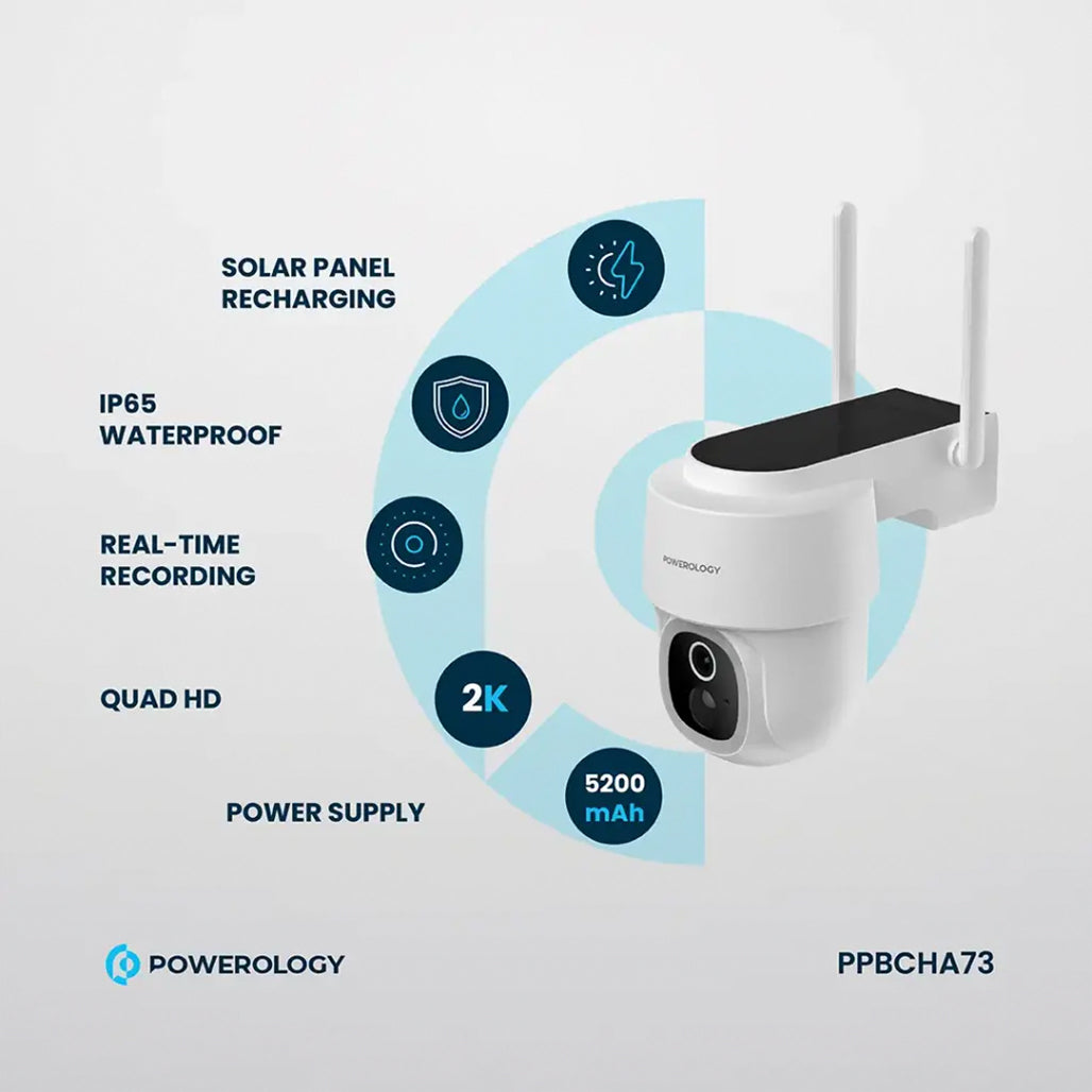 A Photo Of Powerology Built-In Solar Pan & Tilt Outdoor Camera