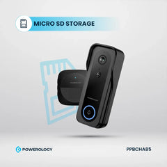 A Photo Of Powerology Smart WiFi Video Doorbell Camera with 3MP HD, Night Vision & 2-Way Audio – Black