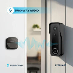 A Photo Of Powerology Smart WiFi Video Doorbell Camera with 3MP HD, Night Vision & 2-Way Audio – Black