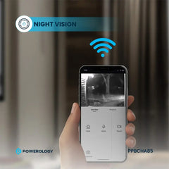A Photo Of Powerology Smart WiFi Video Doorbell Camera with 3MP HD, Night Vision & 2-Way Audio – Black