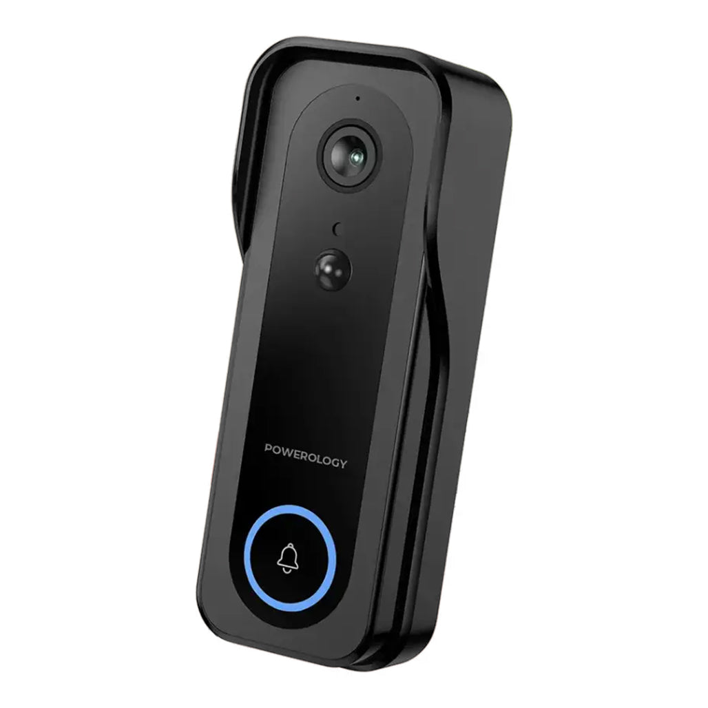 A Photo Of Powerology Smart WiFi Video Doorbell Camera with 3MP HD, Night Vision & 2-Way Audio – Black
