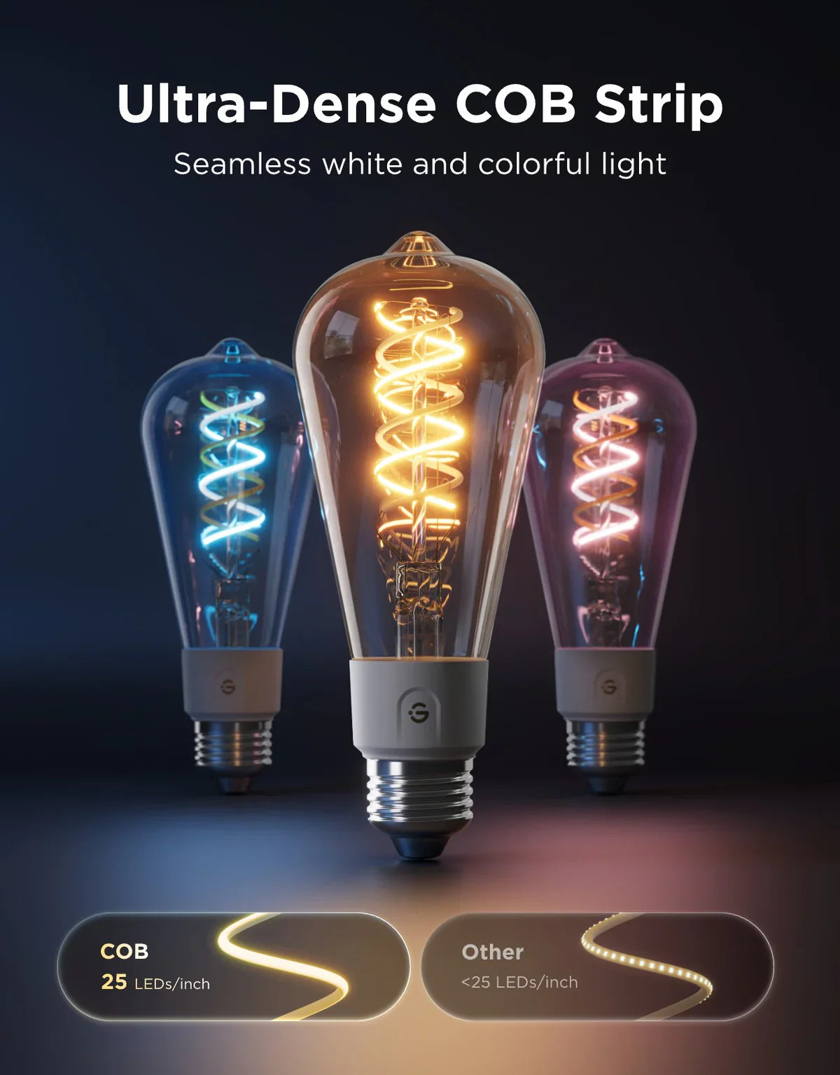 A Photo Of Govee ST19 Smart Edison Light Bulb - E27 500lm Wi-Fi & Bluetooth RGBWW Vintage LED Bulb