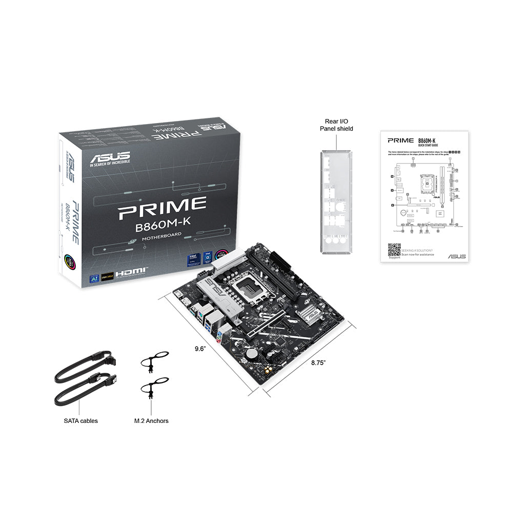 A Photo Of ASUS PRIME B860M-K DDR5 - micro-ATX Motherboard with Intel® B860 Chipset, PCIe 5.0, USB 10Gbps, and AI PC Support