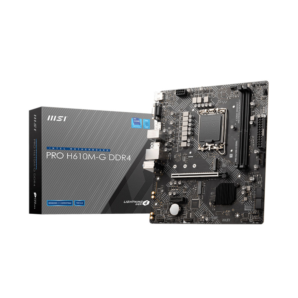 A Photo Of MSI PRO H610M-G DDR4 Micro-ATX Motherboard - Advanced Performance with Intel® H610 Chipset and Lightning Gen 4 PCIe