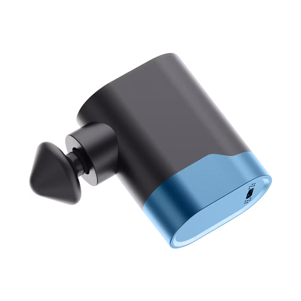 A Photo Of Powerology Ultra-Mini Portable Massage Gun – 5 Attachments, 3 Speeds, Quiet Design, USB-C Charging, 750mAh Battery, 4.5-Hour Runtime – Black